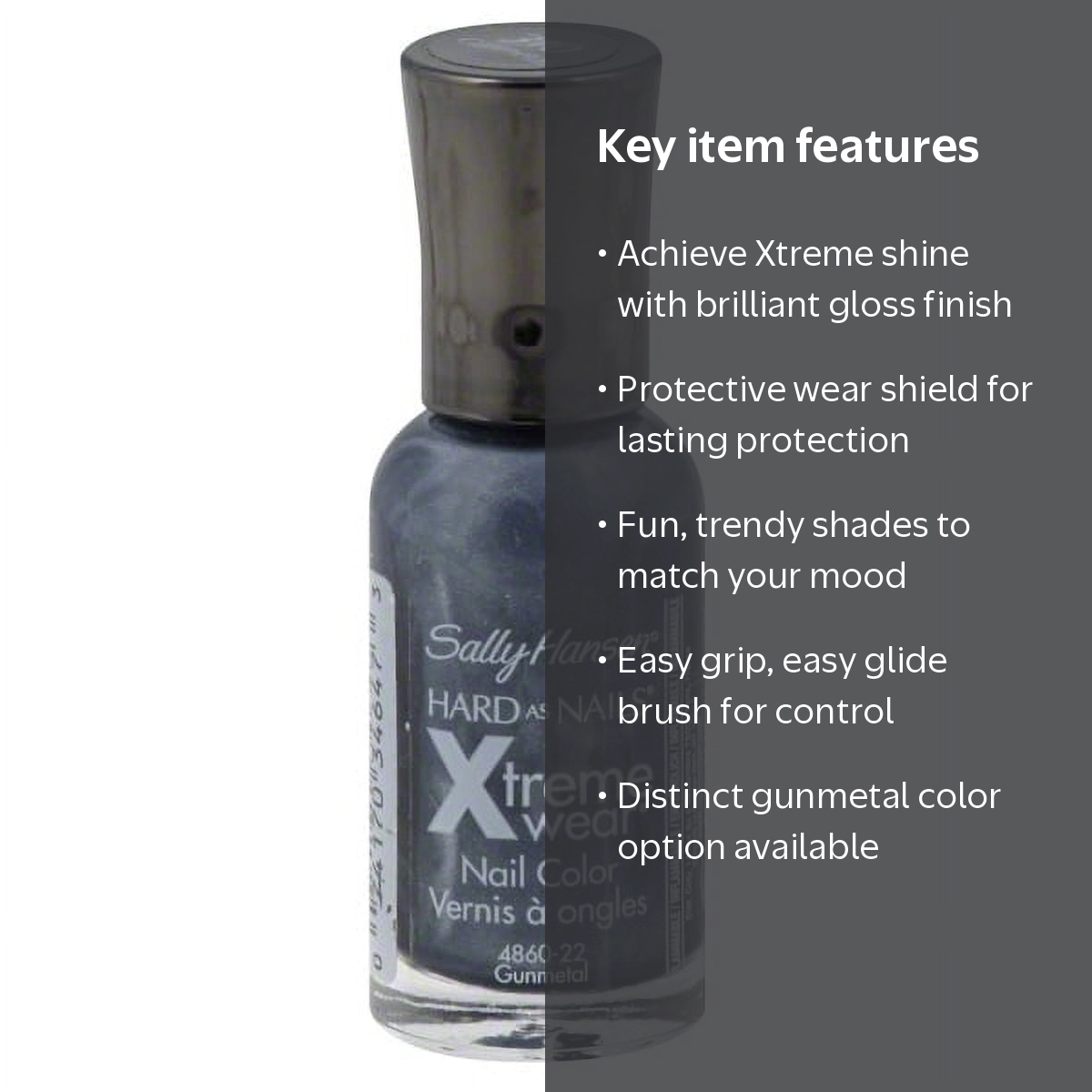 Sally　ダークグレー Sally Hansen Hard as Nails Xtreme Wear Nail Color, Gunmetal