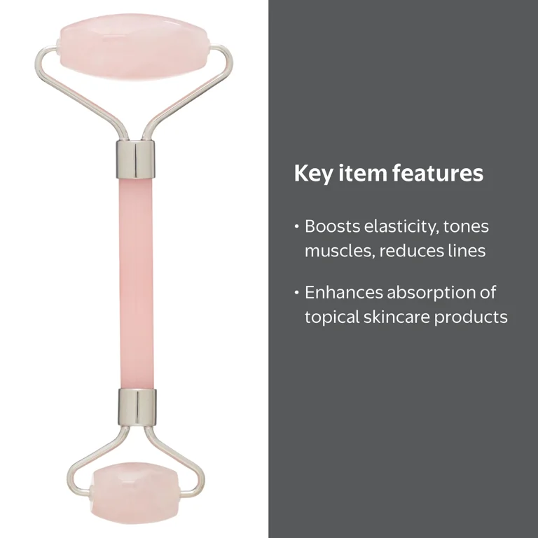 Equate Rose Quartz Derma Roller Dual-Ended Facial Massage Tool for