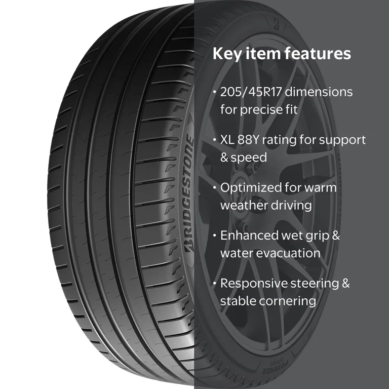 タイヤ・ホイール BRIDGESTONE 205/45R17 POTENZA YA2827 Bridgestone Potenza Sport UHP Summer 205/45R17 88Y XL Passenger