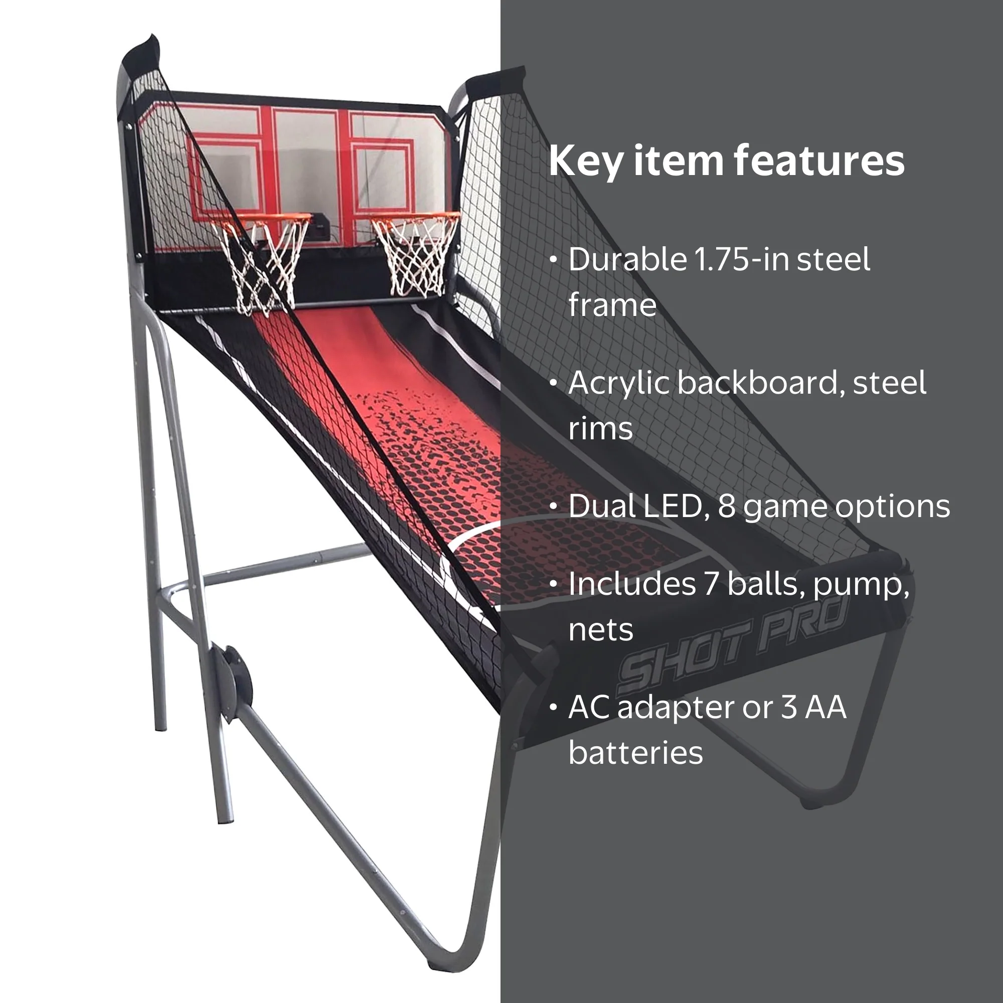 Hathaway Shot Pro Deluxe Arcade Basketball Game, foldable, 53-in W