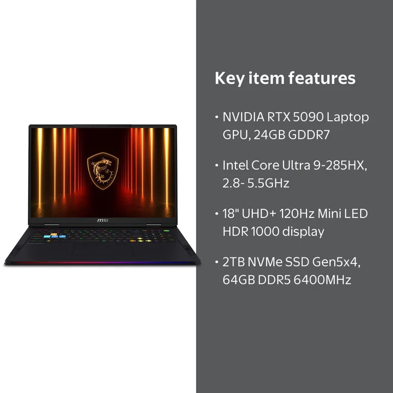 MSI, Gaming Laptop, RTX 5090 24GB GPU, 18