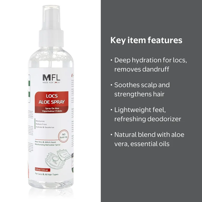 Made For Locs Vegan Aloe Moisturizing Spray, 8 oz, Silicone-Free