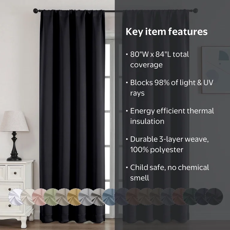 OVZME, Blackout Curtains, 40x84 inches, Set of 2, Room Darkening