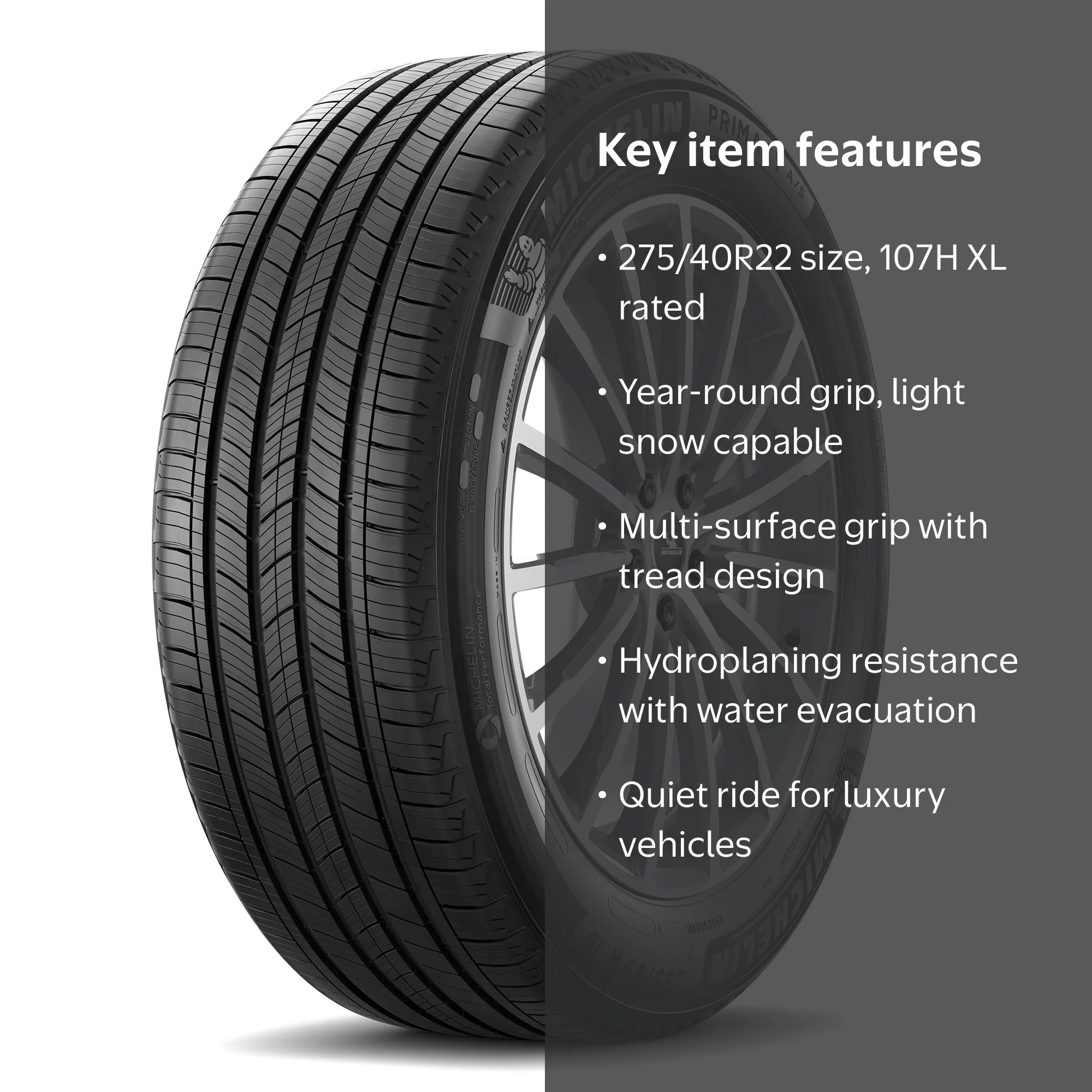 Michelin Primacy A/S W SEALANT 275/40R22 107H XL Tire - Walmart.com
