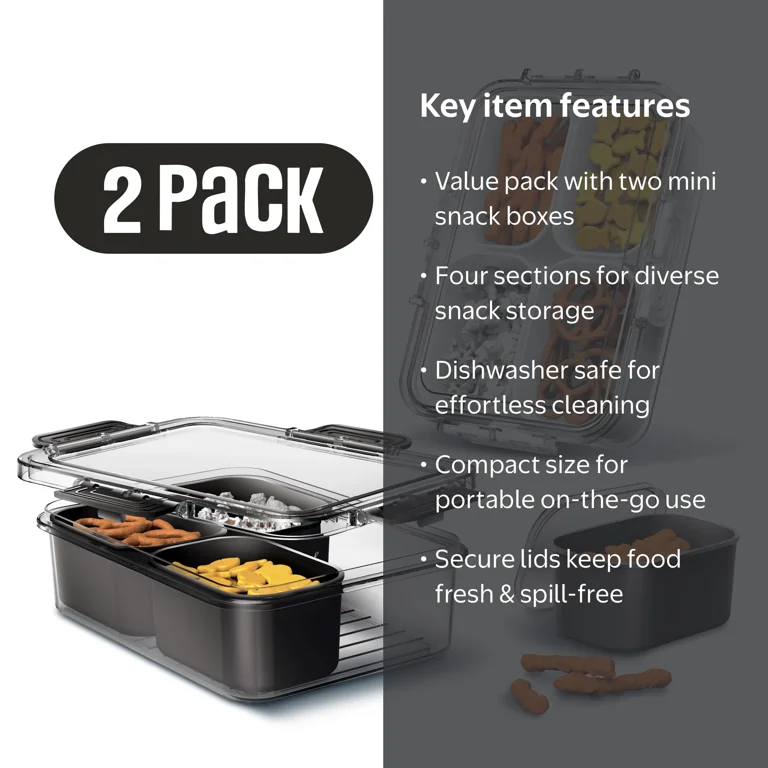 Cook With Color 2-Pack 4-Compartment Mini Snackle Box, Charcuterie