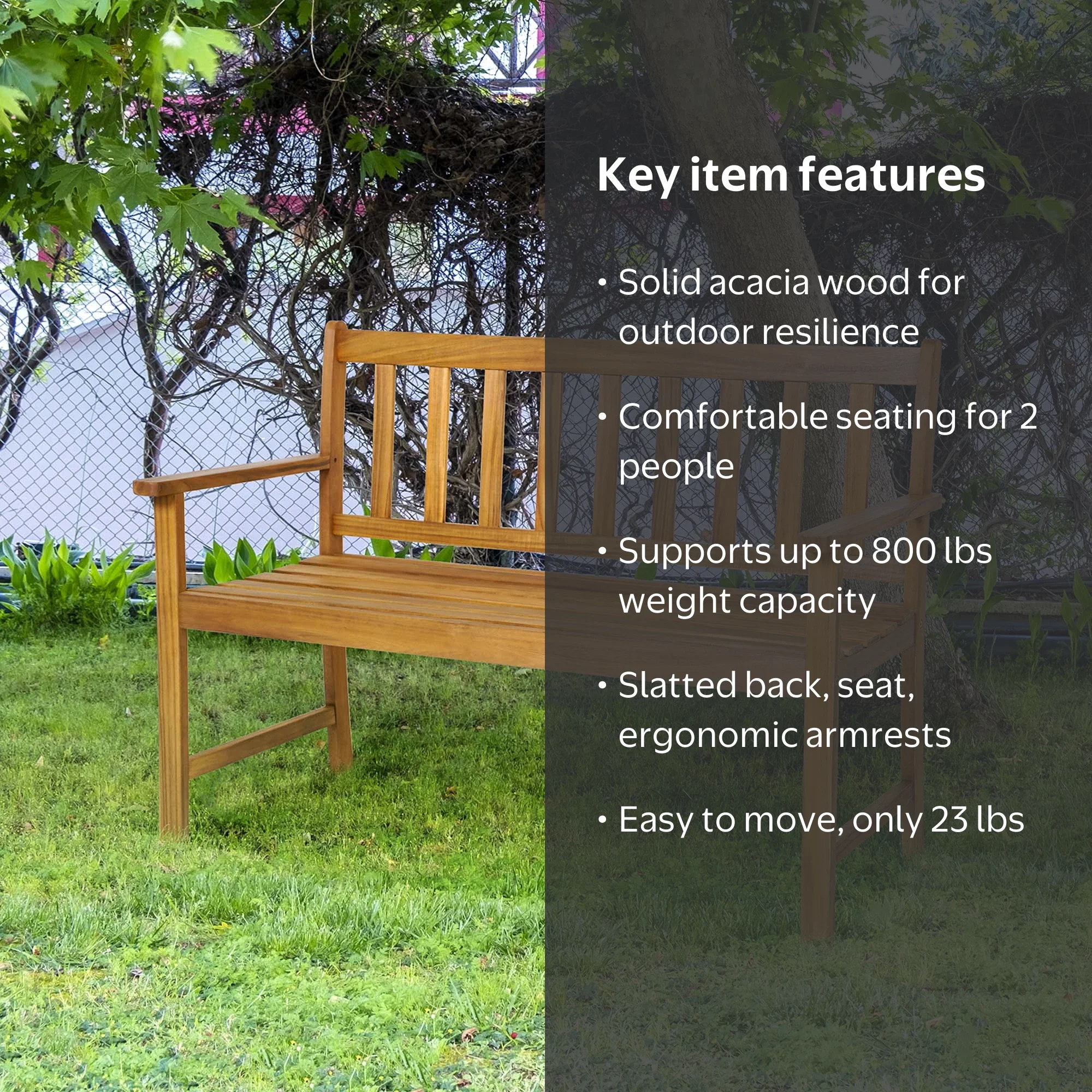花台　自然木　約75cm✕約35cm✕約11cm Costway, 2-Person Patio Slatted Bench, 48