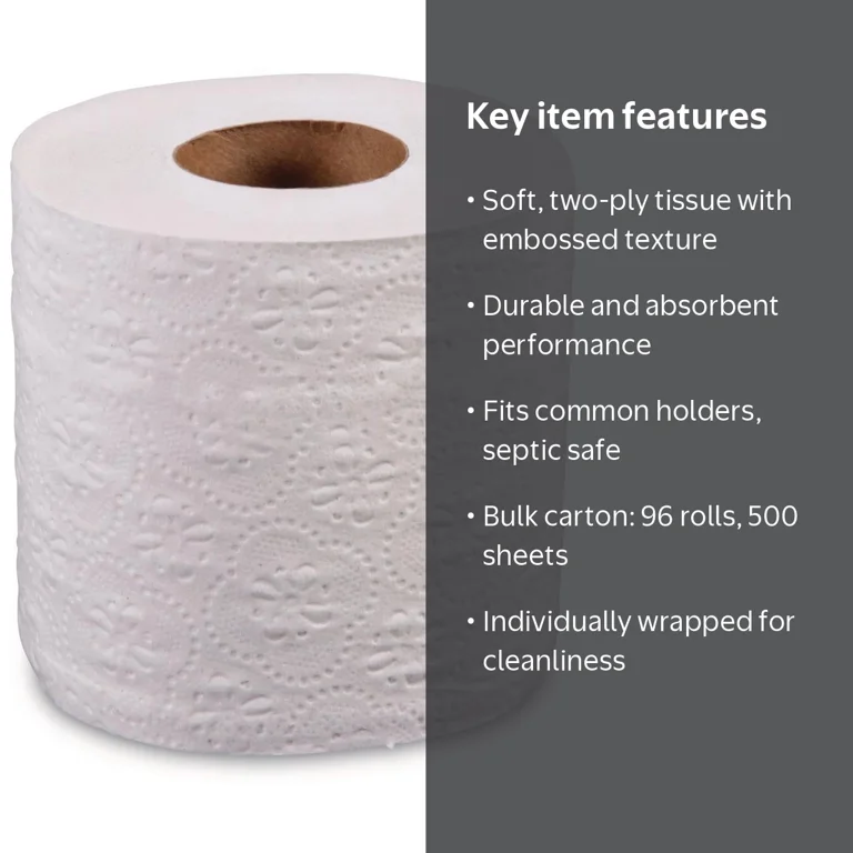 Boardwalk, Toilet Paper, 4 x 3, 500 Sheets Roll, 96 Rolls
