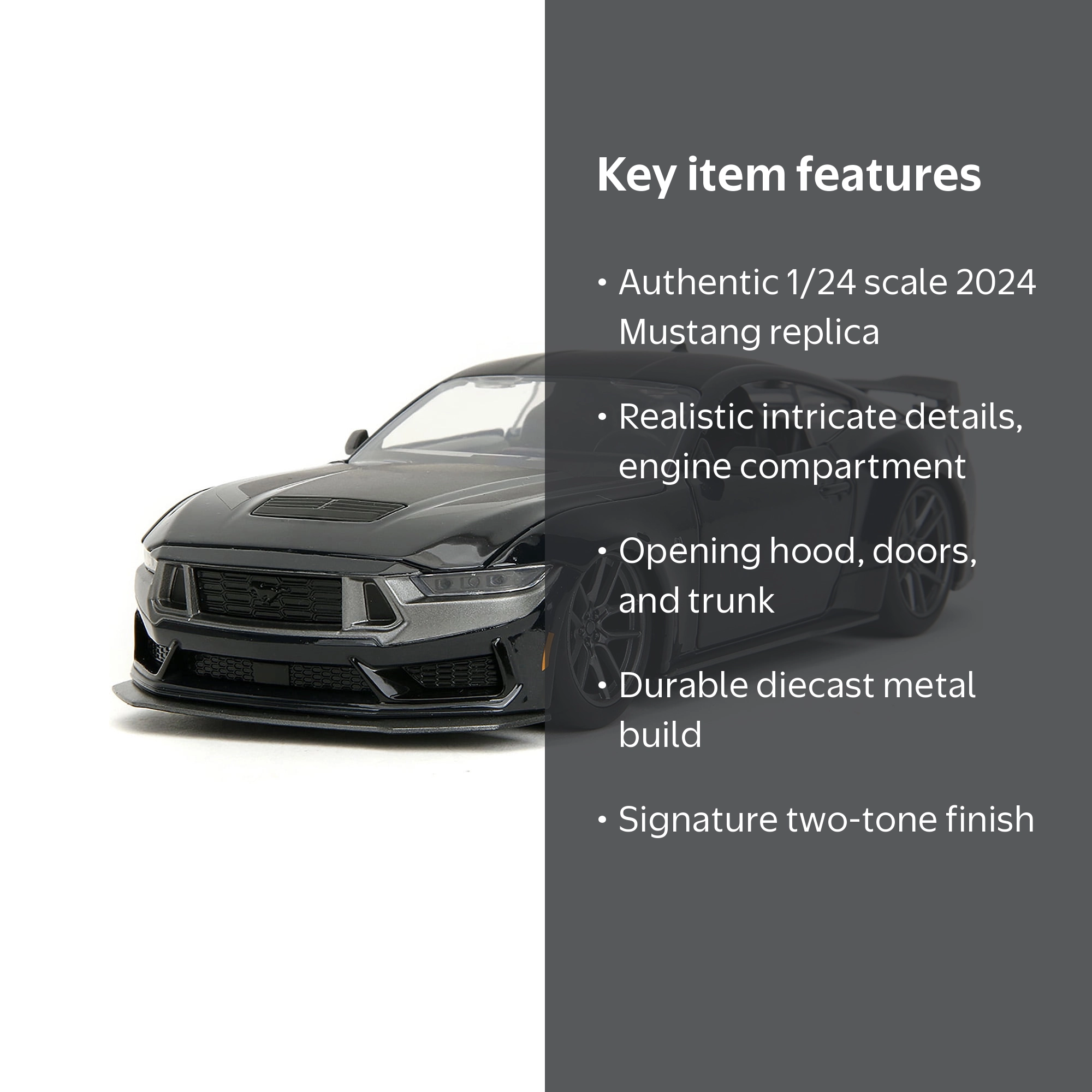 2024 Ford Mustang Dark House Black Metallic with Matt Black Hood
