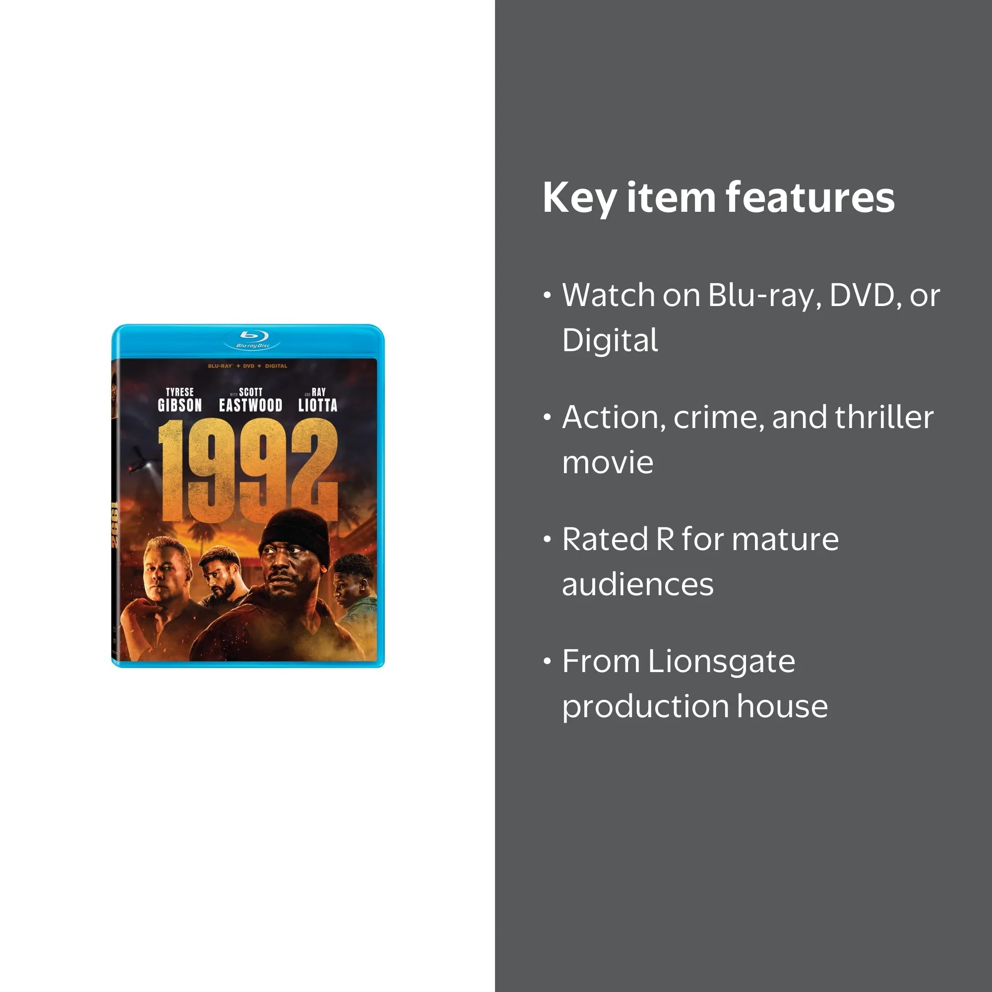 1992 (Blu-ray + DVD + Digital) Lionsgate Action/ Adventure