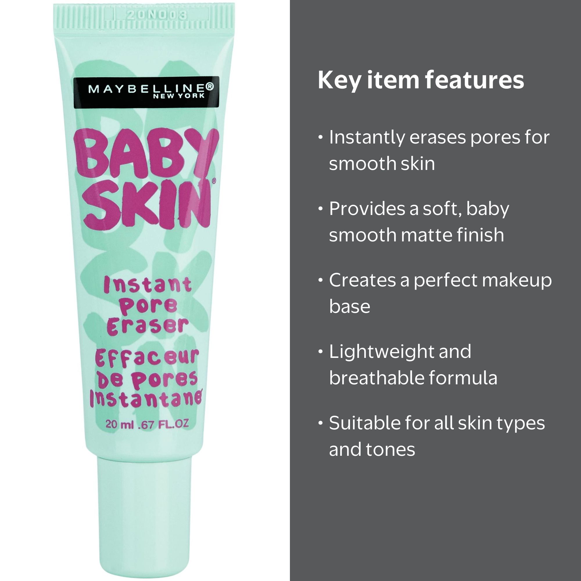 Maybelline Baby Skin Instant Pore Eraser Primer, Clear, 0.67 fl oz