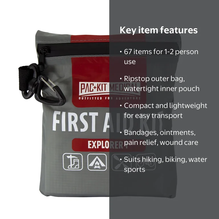 Pac-Kit Watertight Explorer 1 First Aid Kit for Hiking, Camping