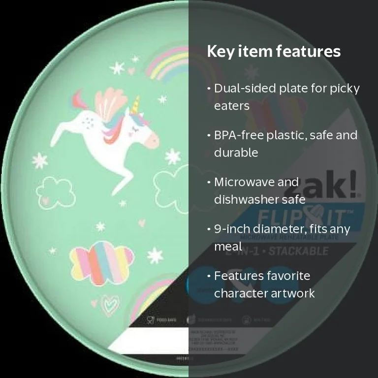 Zak Designs 9-inch Divided Flip-It Plate, Unicorns - Walmart.com