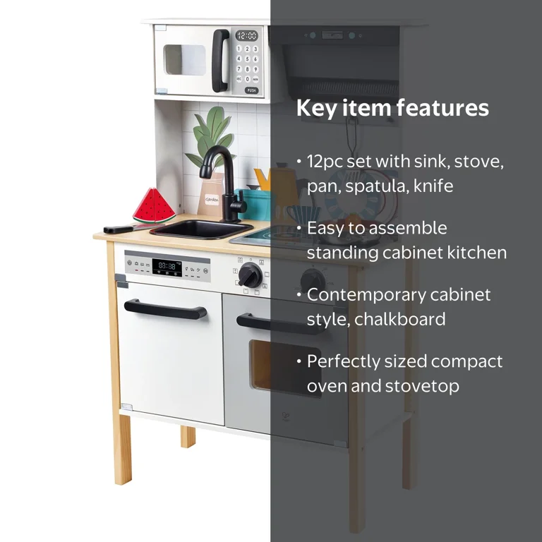 Hape: Modern Smart Kitchen - White 12pc, Lights & Sounds Toy