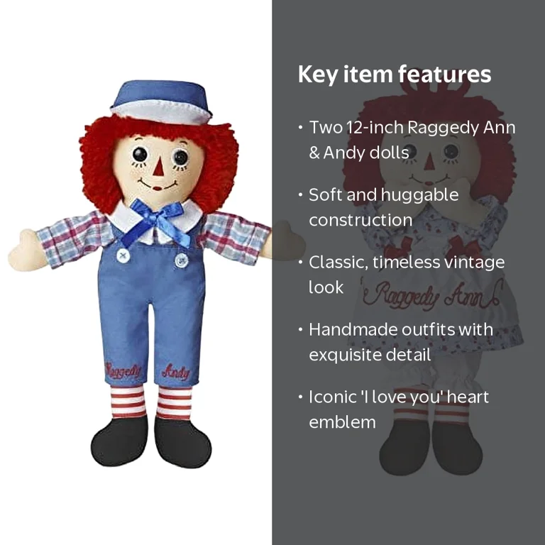 Aurora's Soft Bundle of 2 Dolls - 12'' Raggedy Ann & Raggedy Andy