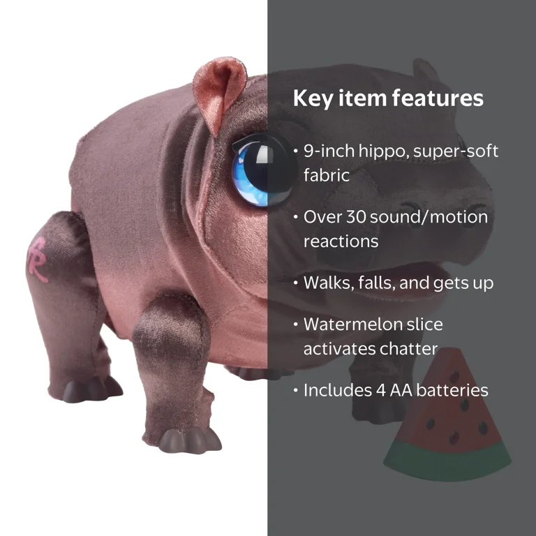 FurReal, Toy, Interactive Walking Hippo, 9 Inch, Multicolor