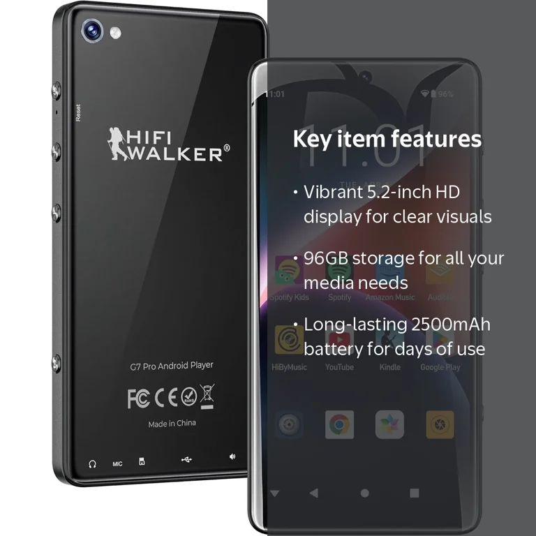 G7 Pro Android 13 MP3 Player with Dual Cameras, Bluetooth and Wifi