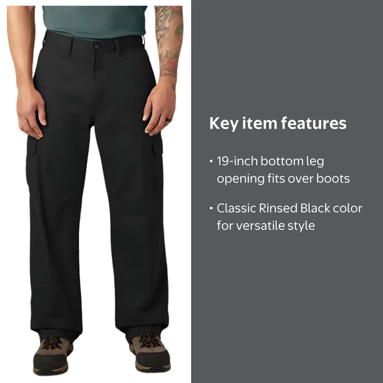 Dickies Men's Loose Fit Cargo Pants, Rinsed Black, 42X32 - Walmart.com