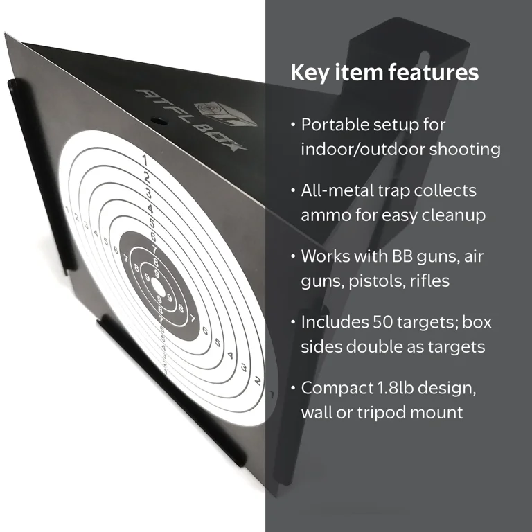 ATFLBOX BB Gun Trap with 50pcs Paper Targets Shooting Target