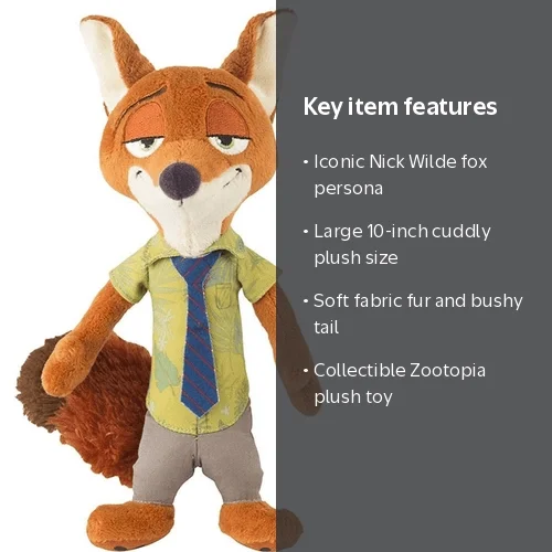 at homes Zootopia Large Plush Nick Wilde Stuffed Animal Toy 11in