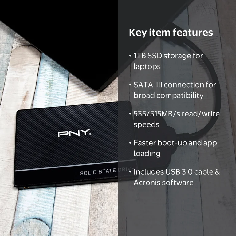 PNY 1TB CS900 2.5” SATA-III SSD, USB Storage Upgrade Kit - Walmart.com