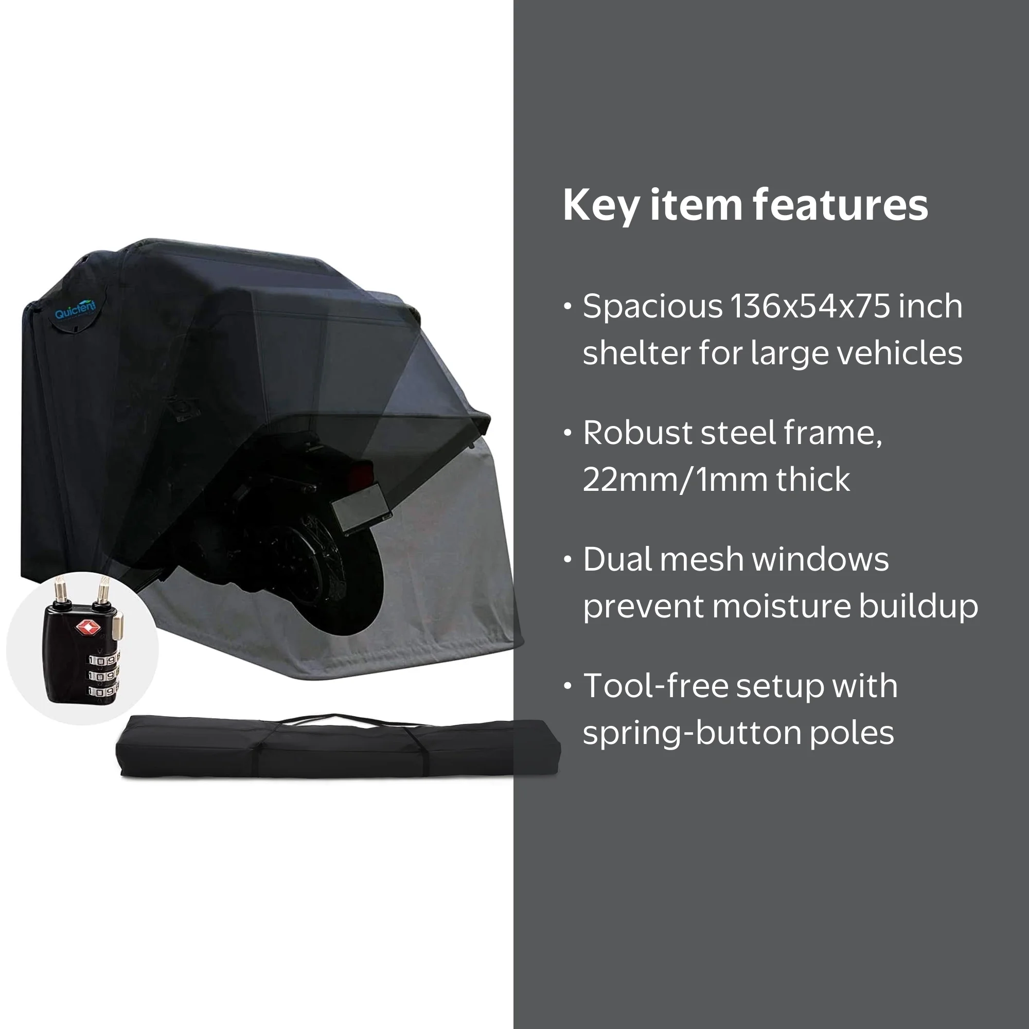 Quictent Heavy Duty Motorcycle Shelter Storage Cover with Code