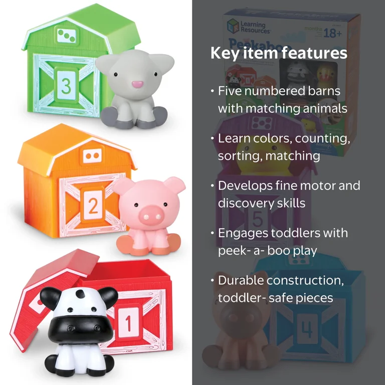 Learning Resources Kids Peekaboo Farm, Counting & Sorting Toy