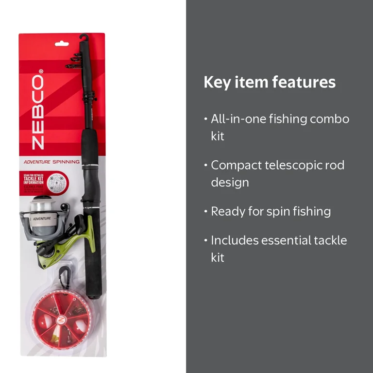 Zebco Telescopic Adventure Spin Fishing Combo Kit - Walmart.com