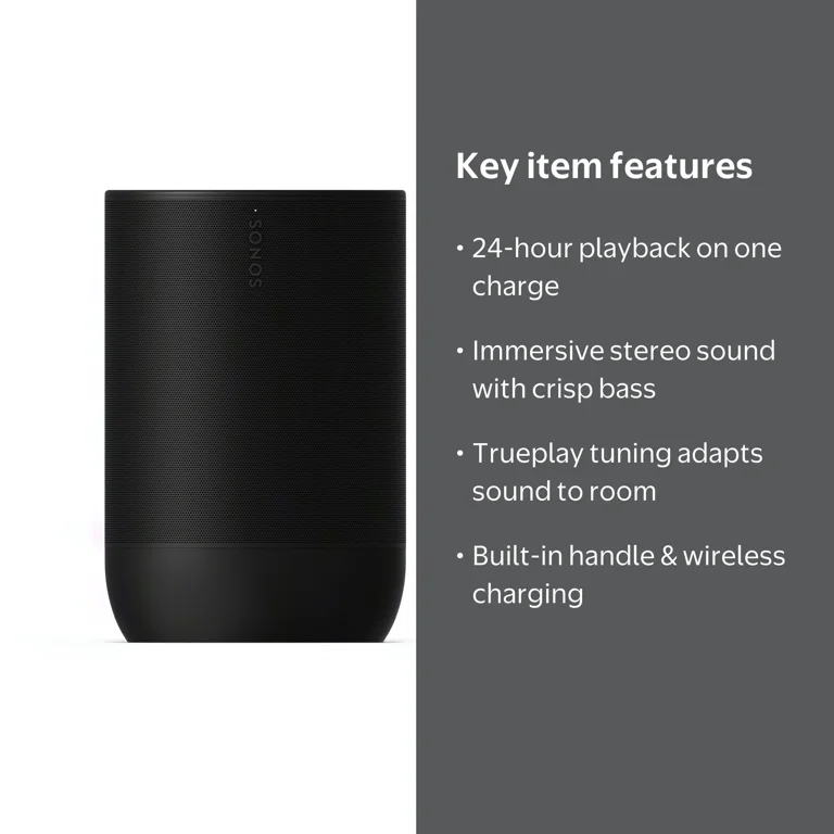 Sonos Move 2 Outdoor Wireless Smart Speaker with 24-Hour Battery