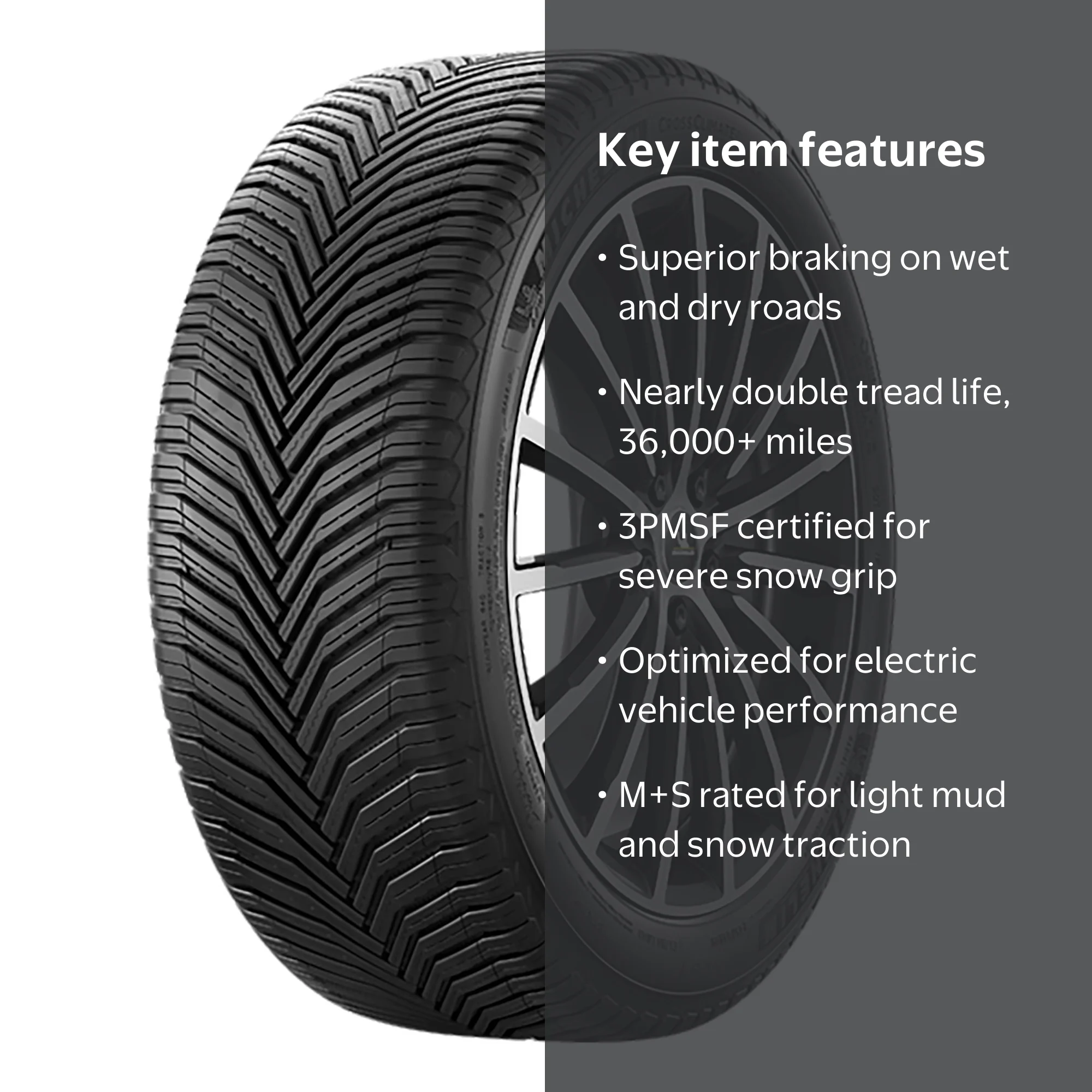 Michelin Cross Climate2 A/W Tire, 235/50R18 97V, Fit Ford Escape