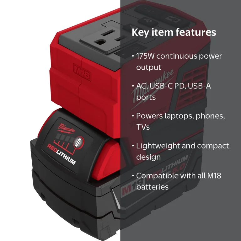 Milwaukee M18 TOP-OFF 175W Power Supply and XC5.0 Battery Pack