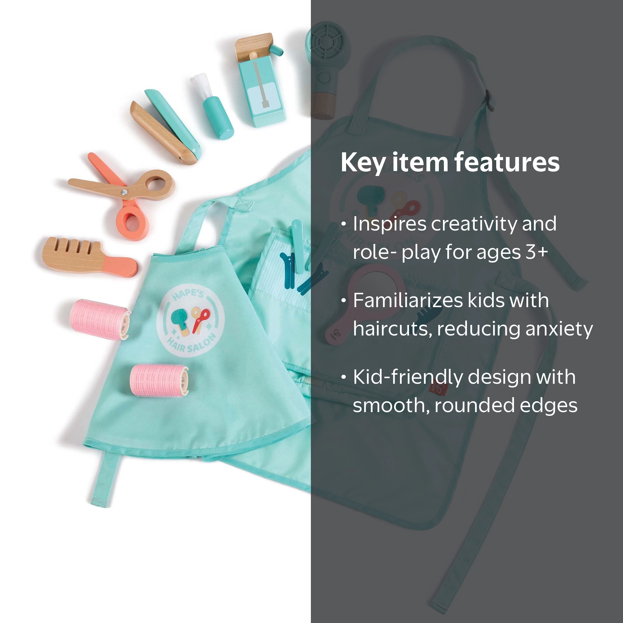 Hape Super Stylish Hair Salon Set, 15pc, Teal & Pink Toy Set