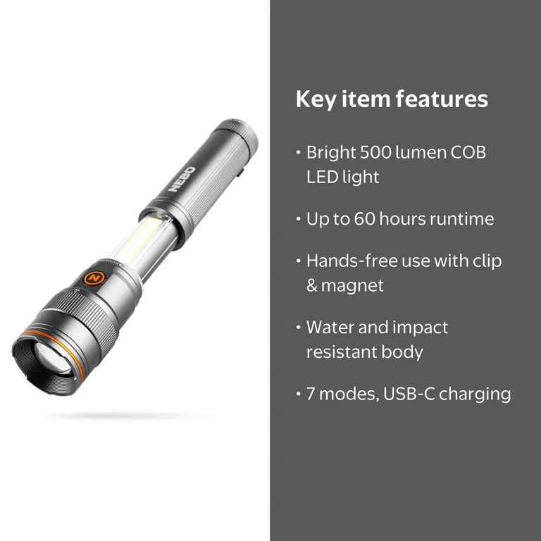 hand powered nebo flashlight 1500 Lumen 2-Pack EDC It utilizes Smart Power Control and Smart Temperature Control to optimize performance and battery life NEBO Newton 500-Lumen Flashlight |