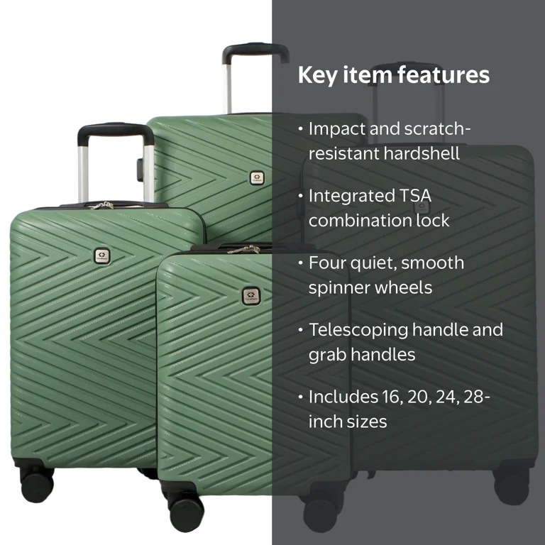 Travelhouse 4 Piece Hardshell Luggage Set Hardside Lightweight