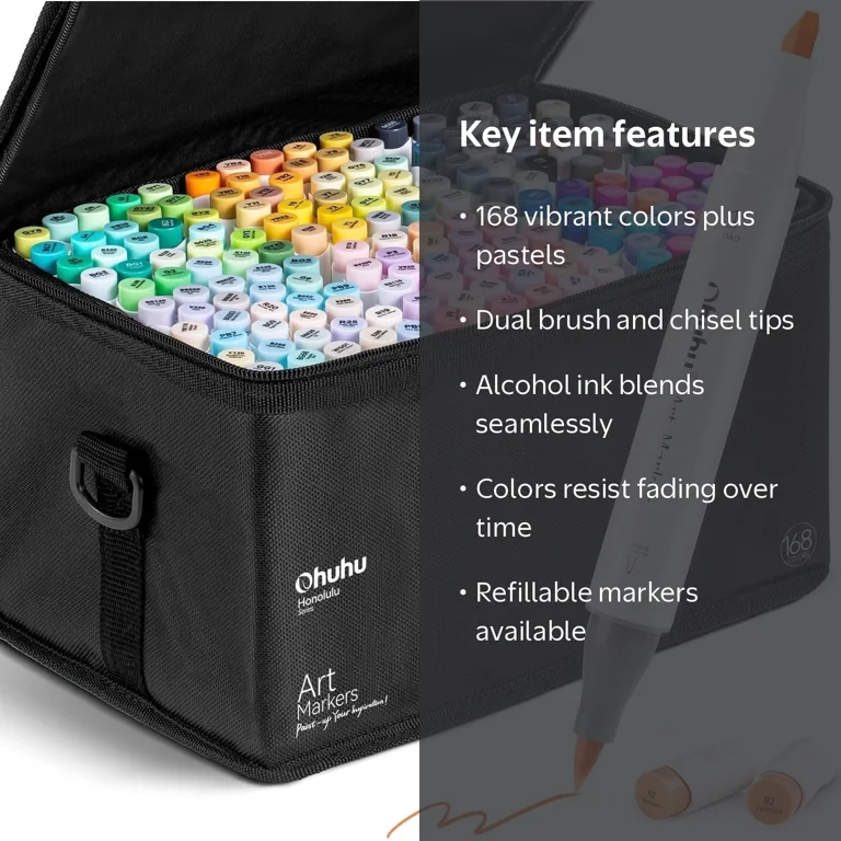 Ohuhu 168-Color Markers, Dual Tip & Refillable Honolulu - Walmart.com