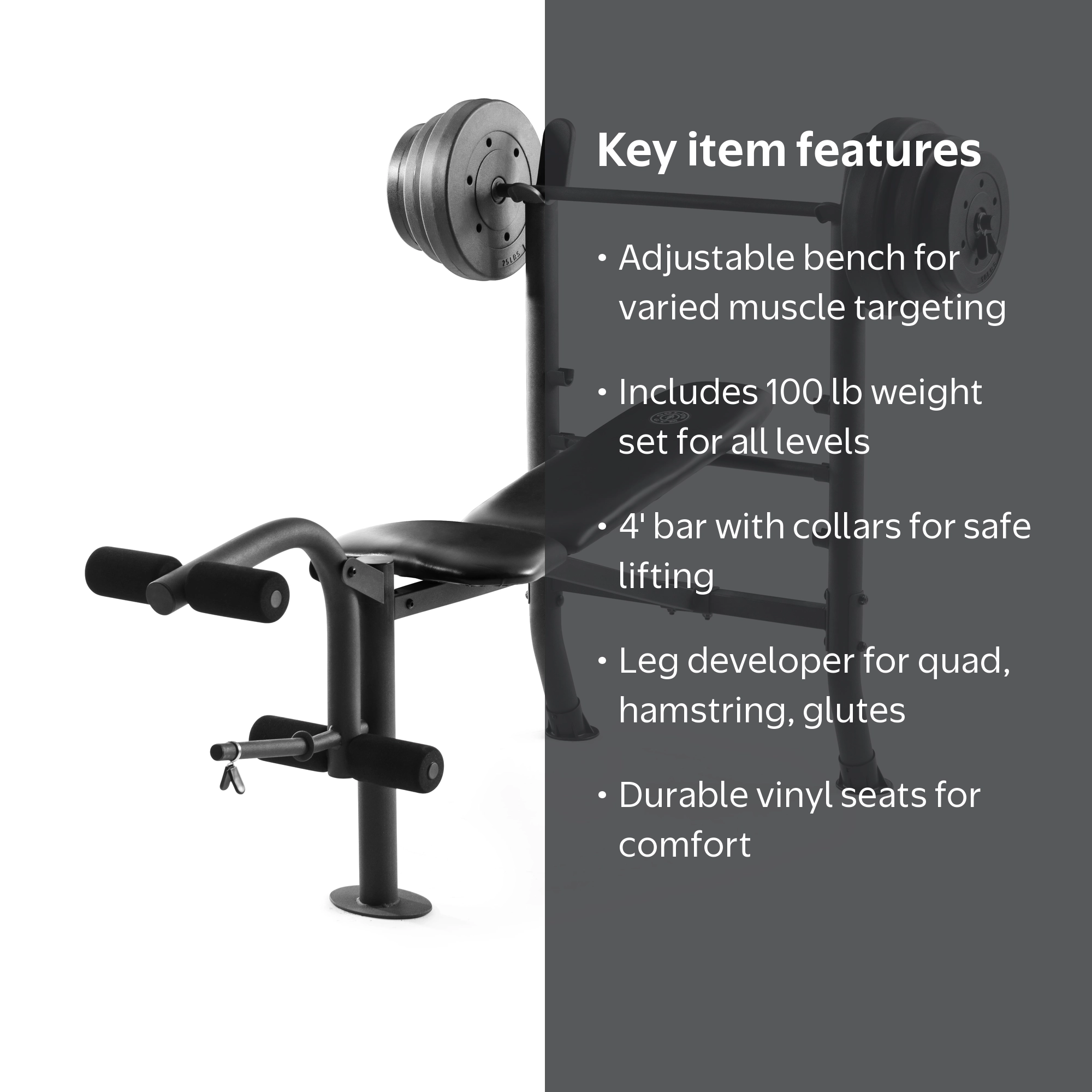 Gold's Gym XR 8.1 Combo Weight Bench with 100 Lb. Vinyl Weight Set