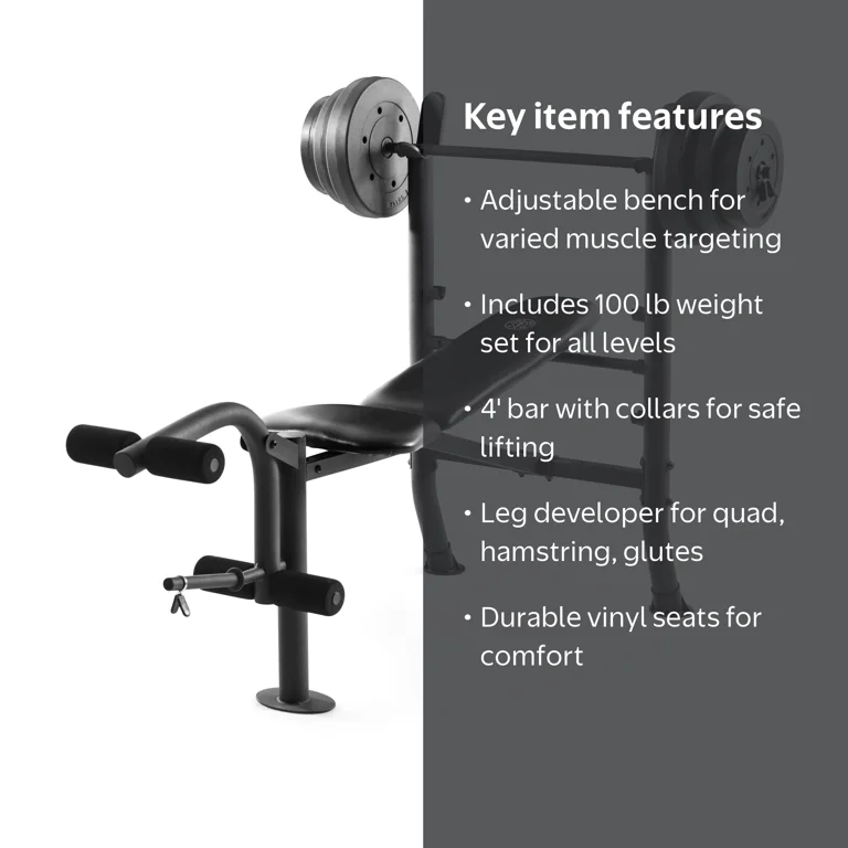 Gold's Gym XR 8.1 Combo Weight Bench with 100 Lb. Vinyl Weight Set
