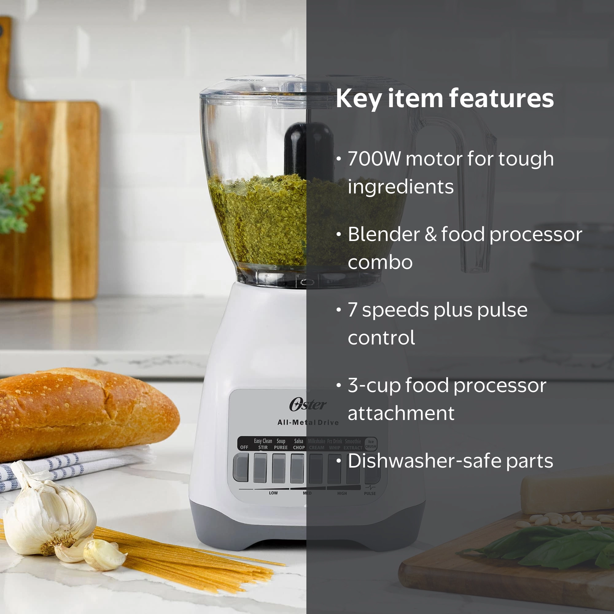 Oster Classic 2-in-1 Kitchen System Blender Food Processor, 700W