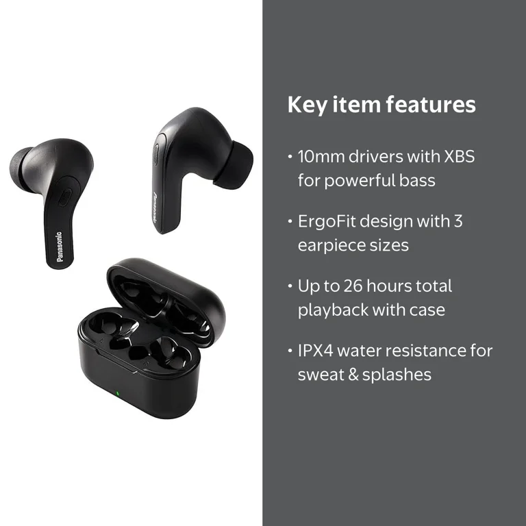 Panasonic ErgoFit RZ-B310W Earbuds, Noise Cancelling, Bluetooth