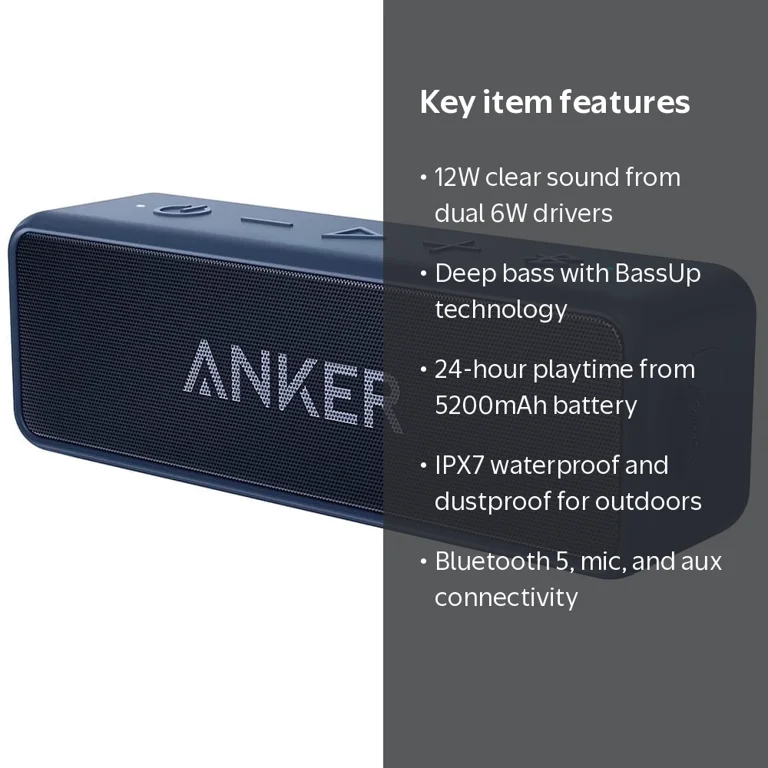 Soundcore, SoundCore 2 Portable Bluetooth Speaker, Waterproof