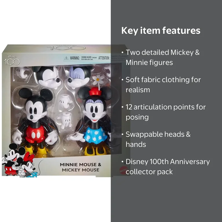 Disney Mickey & Minnie Figure 新品 Disney 100 Mickey & Minnie Mouse Action Figures 2022 Mattel