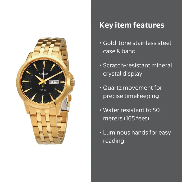 Citizen, Men's Quartz Watch, BF2013-56E, 41mm Black Dial Gold-tone