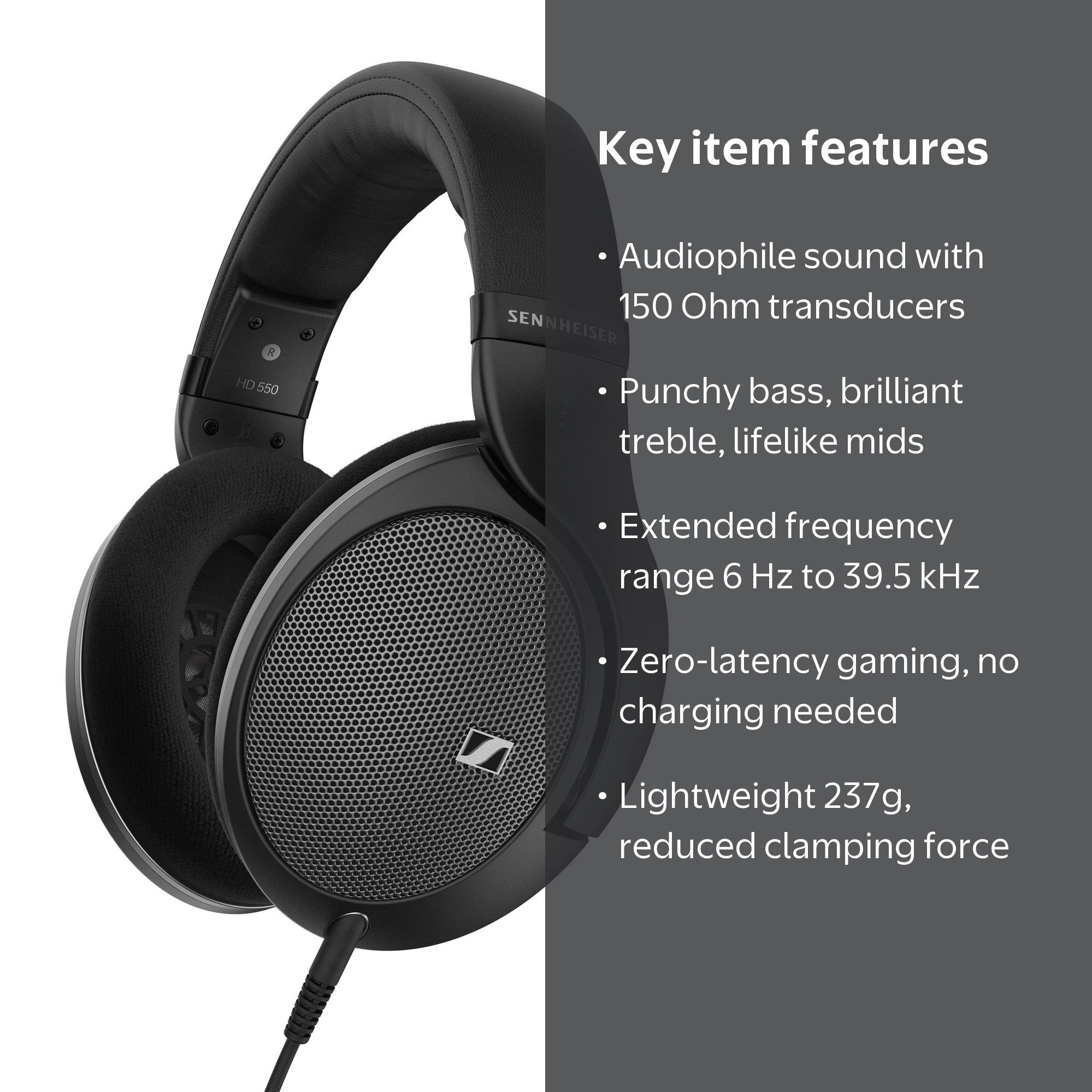 Sennheiser, HD 550 Open-Back Audiophile Headphones, Black