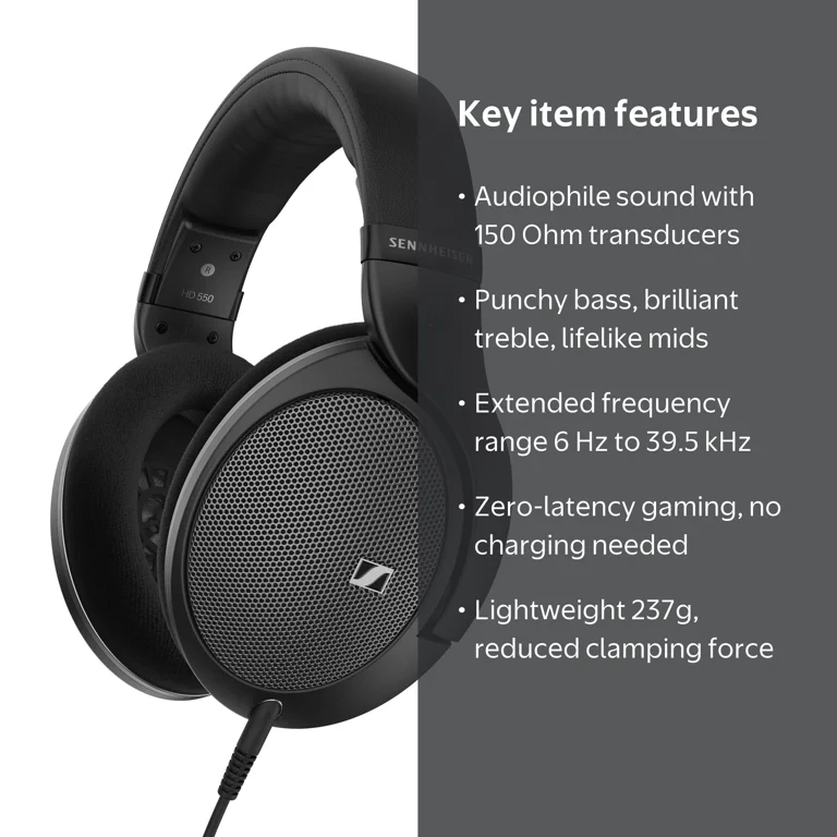 Sennheiser, HD 550 Open-Back Audiophile Headphones, Black