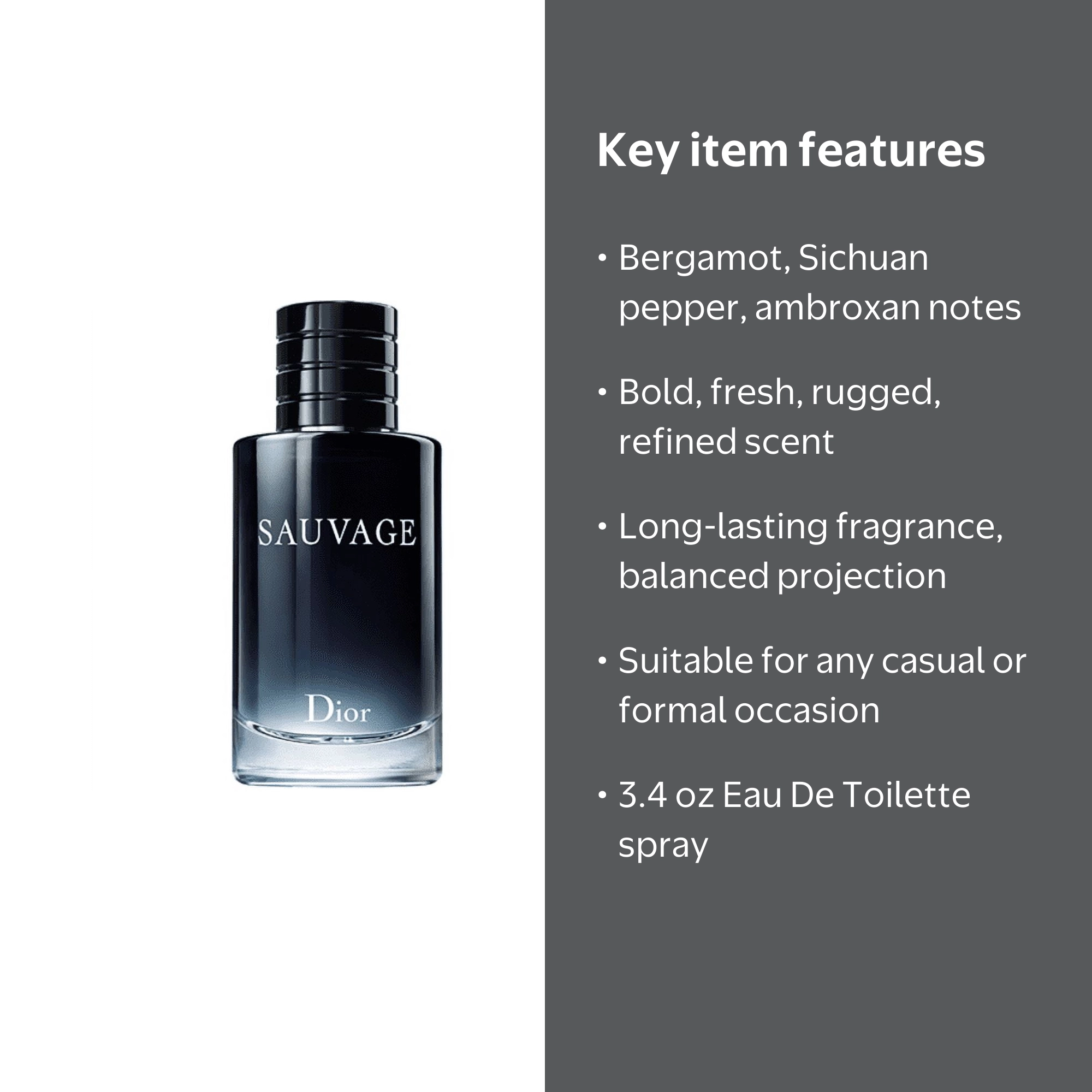 Dior Sauvage Eau De Toilette Spray, Cologne for Men, 3.4 Oz