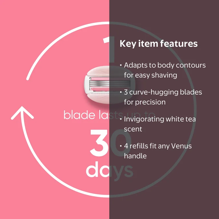 Venus Summer Surf ComfortGlide3 Blade Refills, 4 Count - Walmart.com