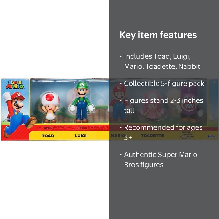Jakks Pacific Super Mario Characters Set, 5 Mini Figures Pack