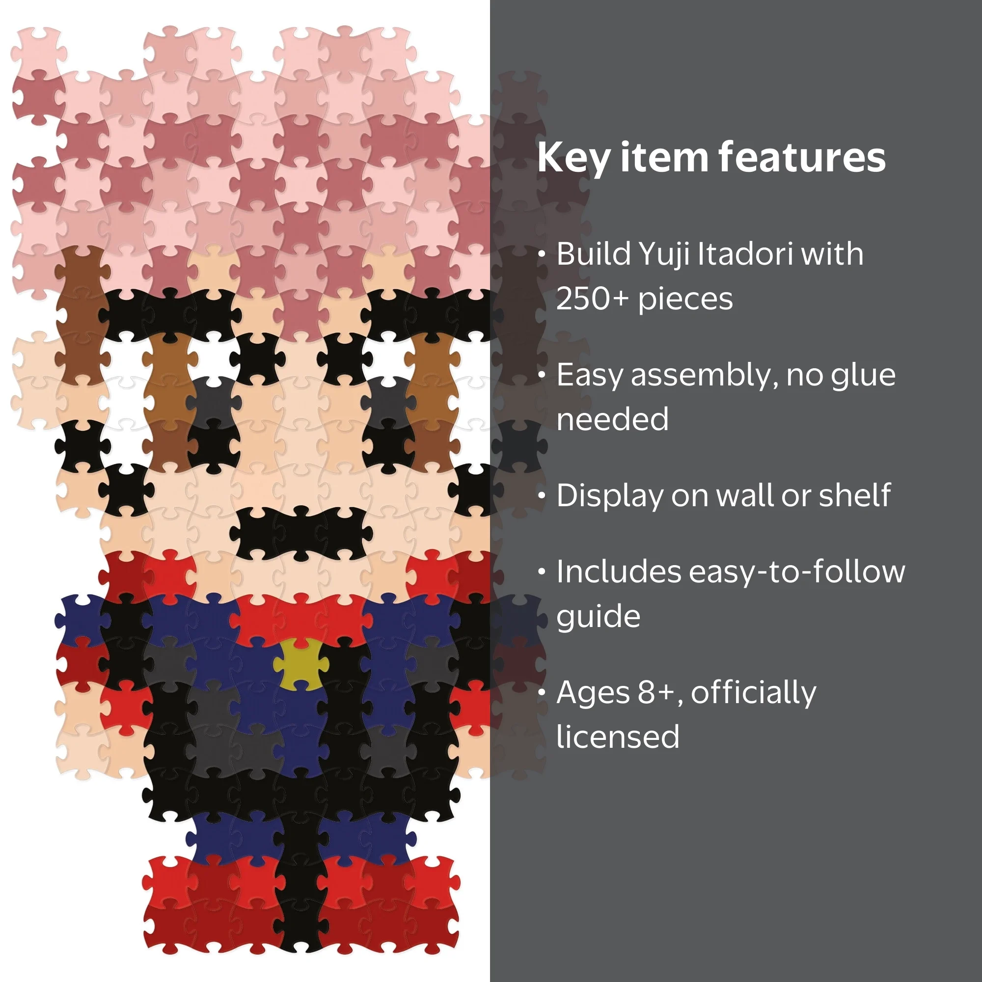 Jixelz Remix Jujutsu Kaisen Yuji Itadori Collectible 250 Piece Kit