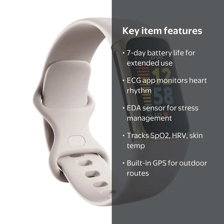 Fitbit Charge 5 Fitness Tracker - Lunar White/Soft Gold Stainless