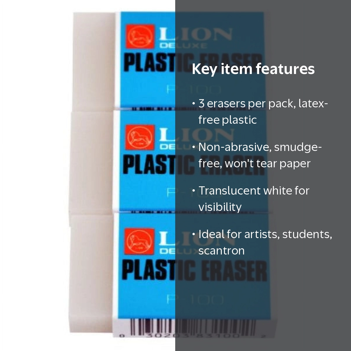 Lion, Pencil & Pen Erasers, 3ct, Translucent White - Walmart.com