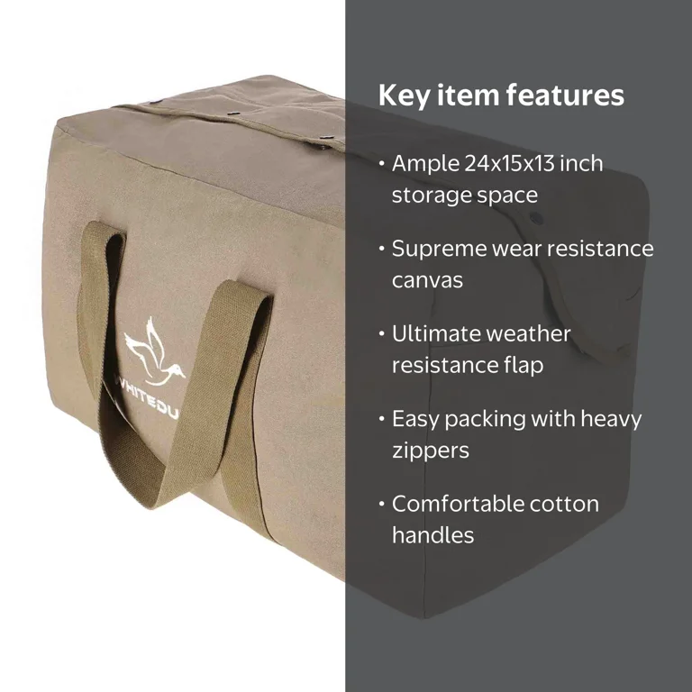 WHITEDUCK HOPLITE Parachute Duffel Bag, Canvas Cargo Bag with Snap
